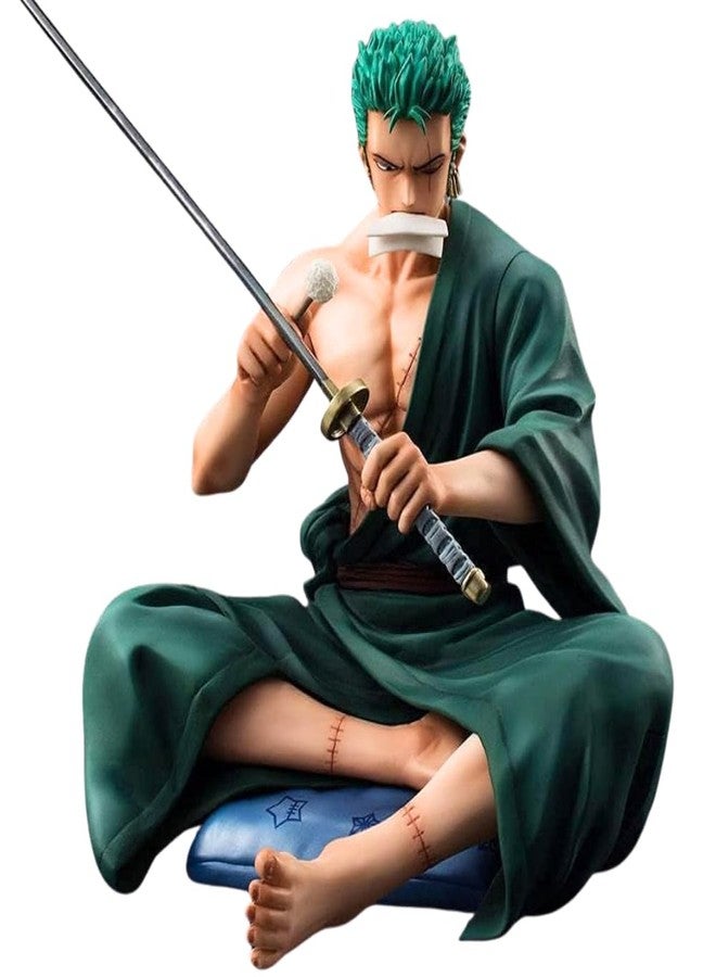 FUNFOB Zoro Action Figure Height - 12cm Collectible for Anime Fans Manga Weeb PVC Multicolour | Z-oro Sitting - Image 1